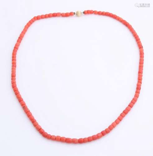 Necklace of barrel-shaped blood corals, ø3mm,