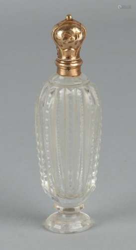 Crystal loderein bottle, on awning-shaped base, with
