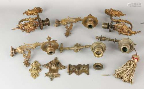 Six antique bronze candle holders. Historism. Circa