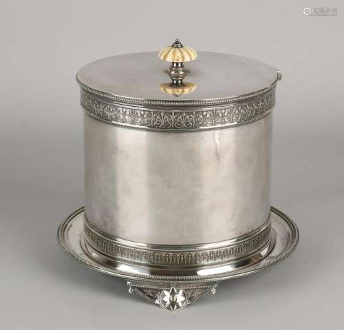 Large 19th century English plated cookie jar with bone