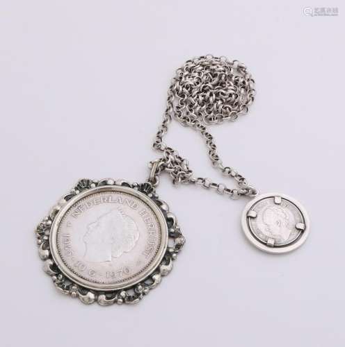 Silver jasseron necklace with 2 coin edges, 835/000,