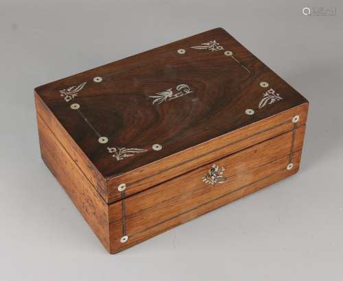 19th century rosewood document box with mother-of-pearl