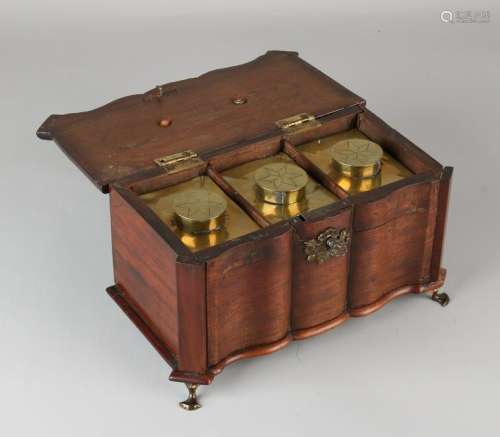 18th century Dutch mahogany tea chest. Organ curved
