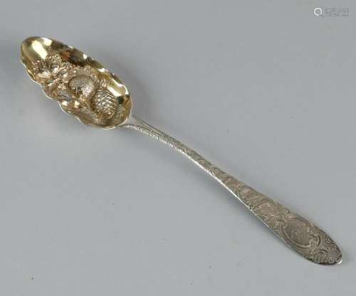 An 835/000 silver (ZII) strawberry spoon with