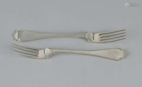 Set 835/000 silver wedding forks. Pied-de-biche handle