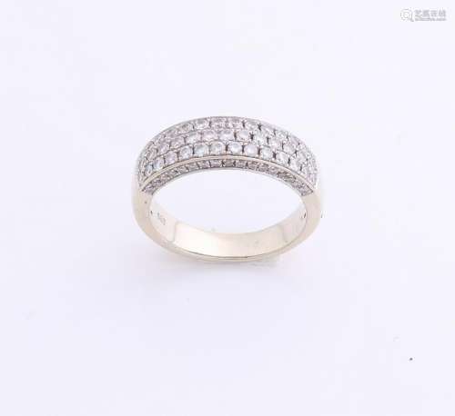 White gold pave ring, 585/000, with diamond. Tight ring
