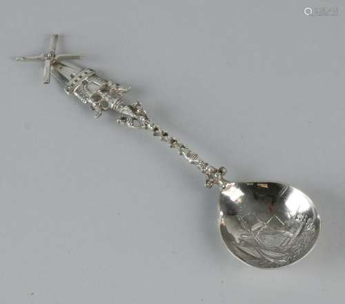 Silver 835/000 decorative spoon with image of a