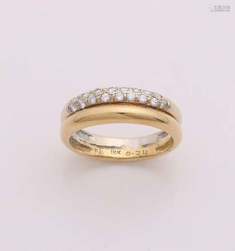 Gold ring, 750/000, with diamond. Ring with 2 convex