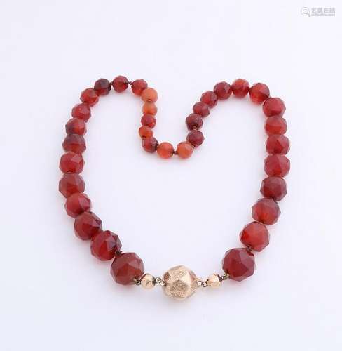 Necklace made of carnelian beads, faceted 8-16 mm,