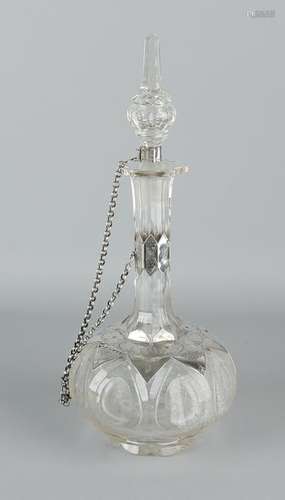 Crystal decanter with almond sharpening and decorated