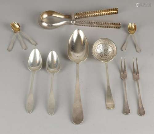 Lot of cutlery with 5 teaspoons with gold-plated bowl