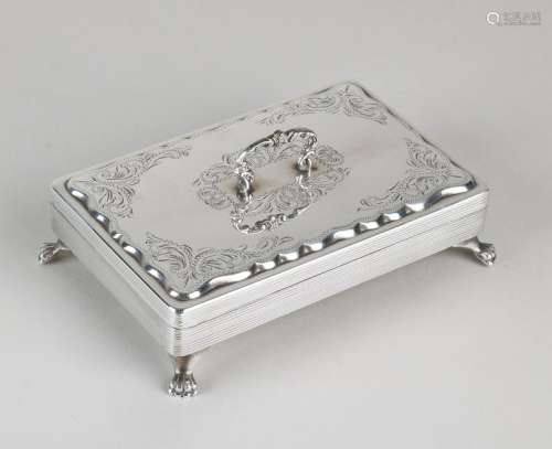 Silver spoon box, 835/000, rectangular model on 4 claw