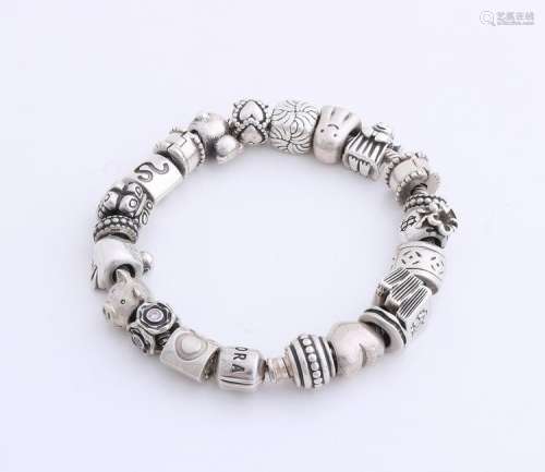 Silver bracelet, 925/000, Pandora, with 21 silver
