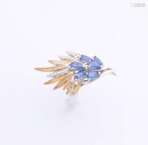 Beautiful silver ring, 925/000, with sapphire. Ring