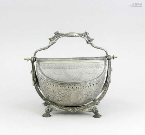 19th century pewter historicism holder with two lids