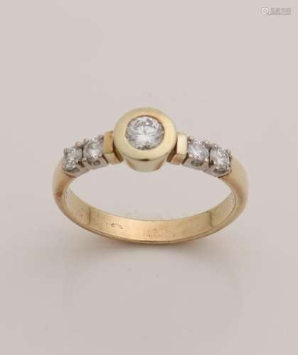 Yellow gold ring, 585/000, with diamond, Diamonde