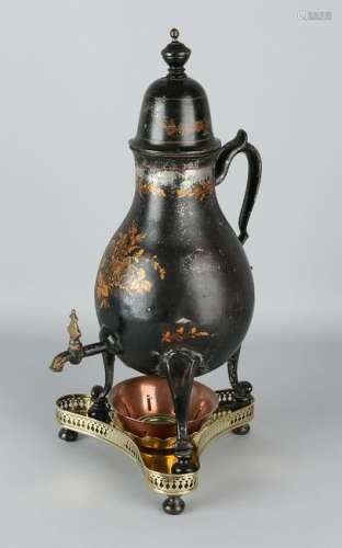 Early 19th century hand-painted Frisian pewter tap jug.