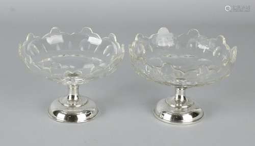 Two cut crystal sections with almond sharpening and a