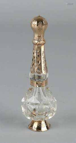 Crystal odeur bottle with yellow gold, 585/000, Bottle