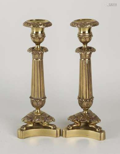 Two 19th century bronze Empire, Charles Dix candle