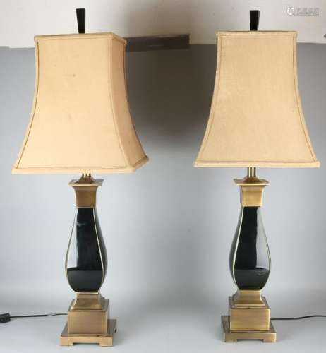 Two large ceramic table lamps with bronze. Red. Second
