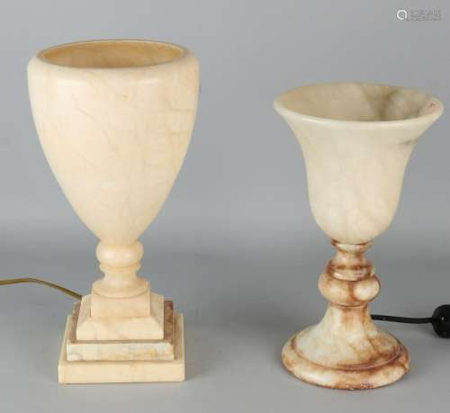 Two Italian alabaster table lamps. Second half of the