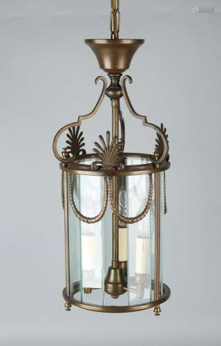 Old brass hall lamp. Three light. 20th century. Empire