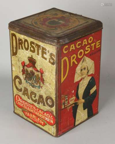 Antique Dutch Droste Cacao tin. Five kilograms of can.