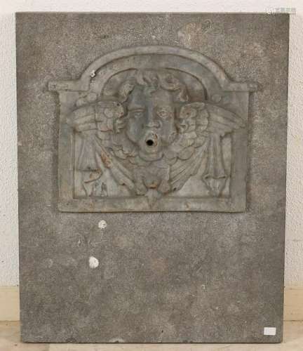 Antique marble (water) source plate with cherub head.