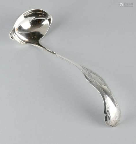 Silver morel spoon, 833/000, with oval container with 2