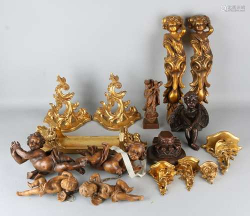 Lot of various wall decorations. Wood cutting and