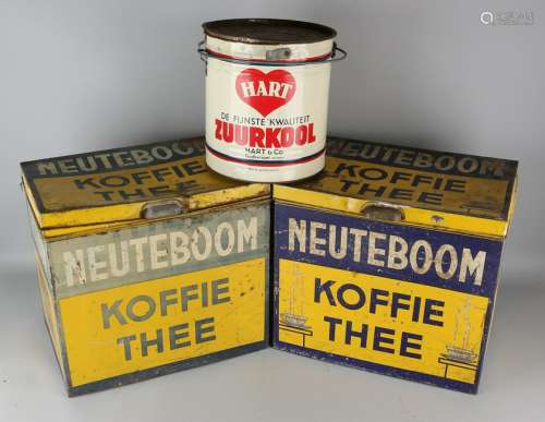Three old groceries stock cans. Neuteboom Coffee / Tea