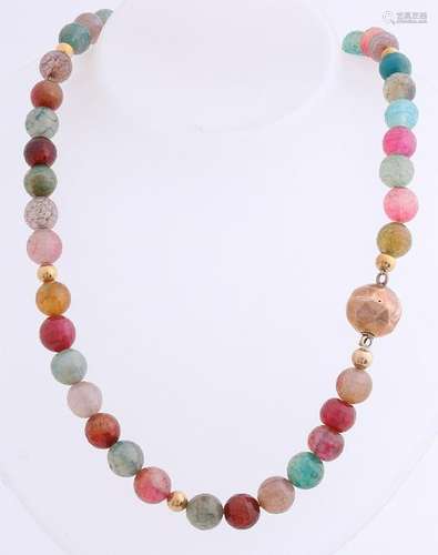 Necklace of colored faceted agates, ø 10mm,