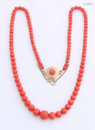 Blood coral necklace, running in width, around ø