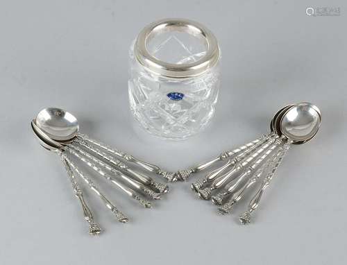 Crystal spoon vase with silver rim, 835/000, with 12