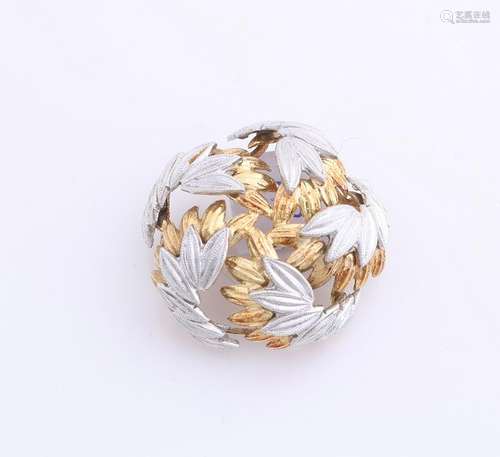 Generous golden brooch, 585/000, sphere model made from