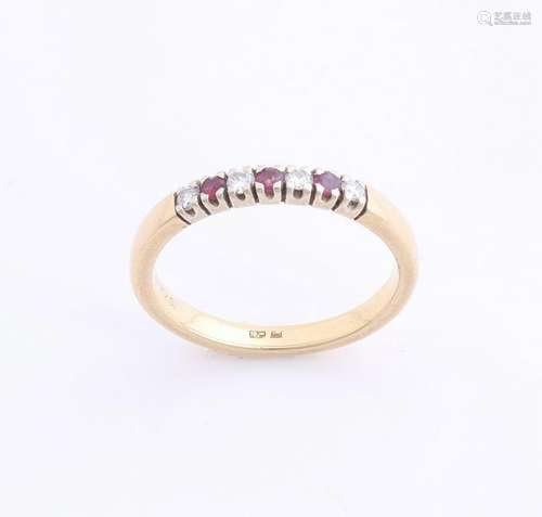 Yellow gold riding ring, 750/000, with diamond and