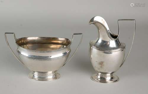 Silver cream set, 833/000, 2 parts, in Empire style,