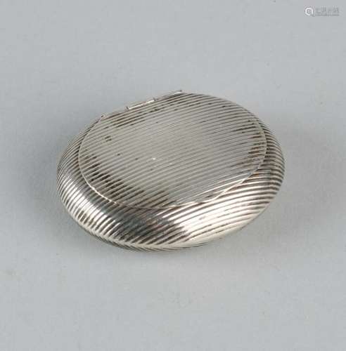 Oval ribbed 835/000 silver peppermint box. Mr. H.