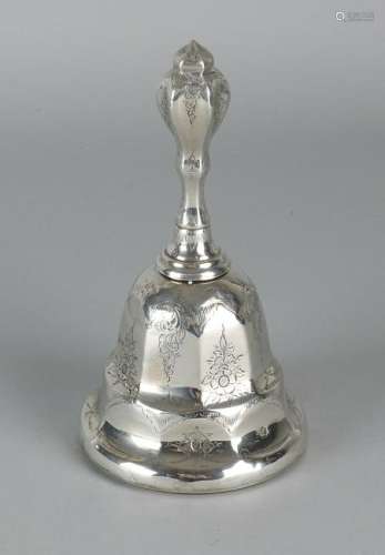 Silver table bell, 833/000, decorated with floral