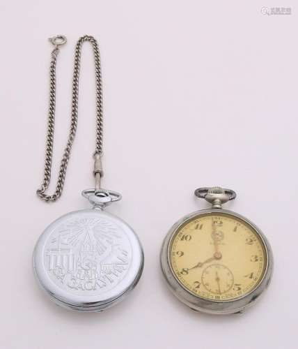 Lot with 2 white metal pocket watches, a Lanco ø