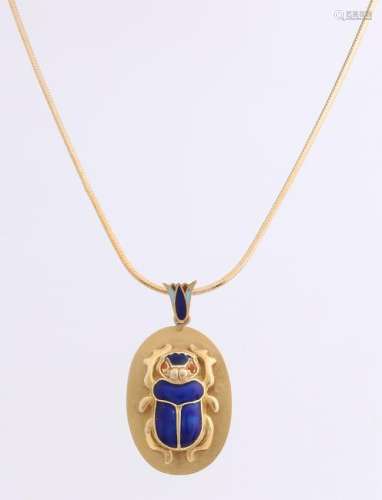 Yellow gold necklace and pendant, 585/000, with