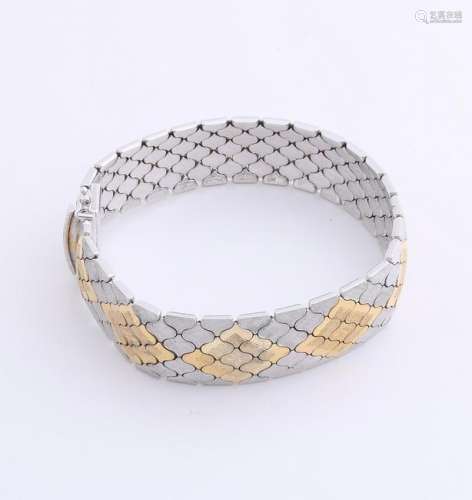 Wide silver bracelet, 925/000, with gilt. Matted linked
