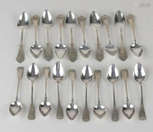 Big lot with silver teaspoons, 833/000, 2 series of 10