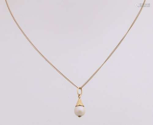 Yellow gold necklace with pendant, 585/000, gourmet