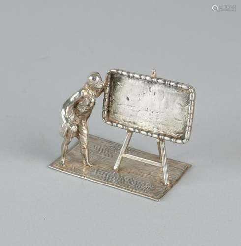 Silver 835/000 miniature. Schoolmaster at blackboard on