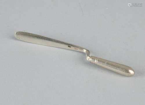 Silver 835/000 miniature pancake knife. Initials AHvE.