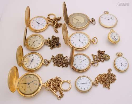 Lot with double pocket watches, 11 pieces with 6 watch