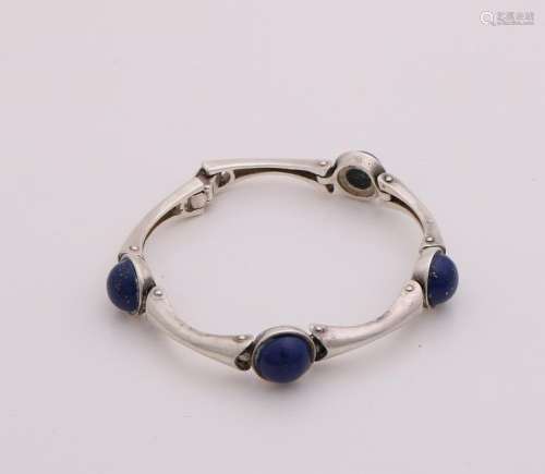 Silver bracelet, 835/000, with lapis lazuli. Link
