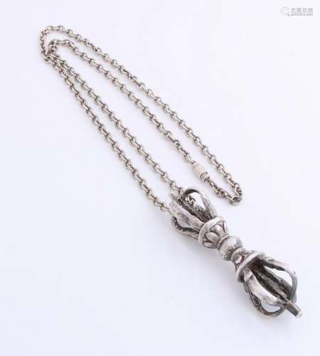 Silver necklace with pendant, 800/000. Eye necklace,